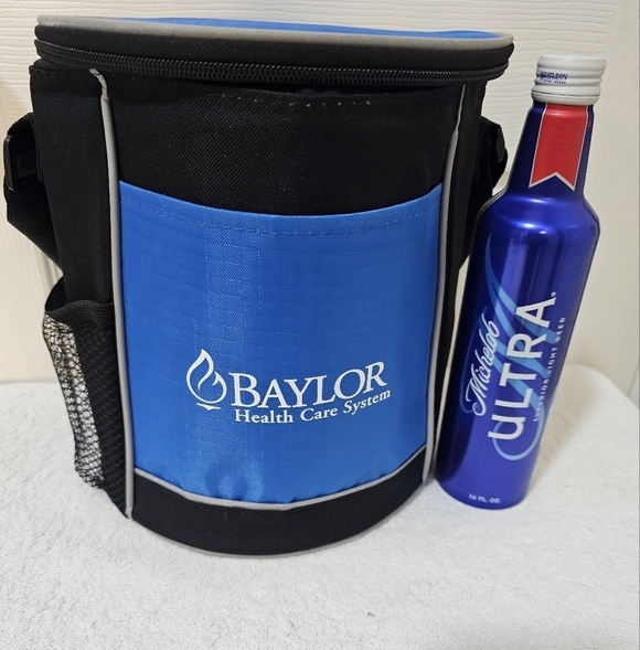 Mini Cooler Bag Adjustable Strap Zippered Closure 9x9 Blue/Black - Picture 8 of 8